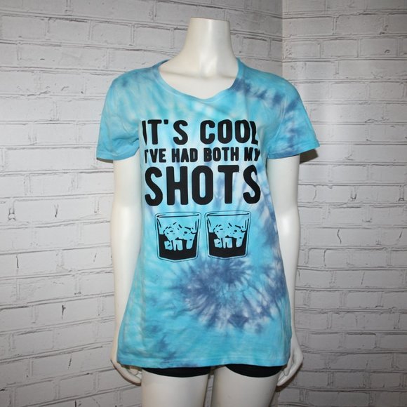 🥃😎💙 “Both My Shots” Tee · Handmade · Tie-Dye · L - Picture 1 of 5